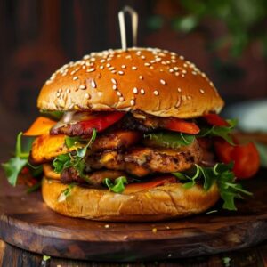 Fresh Chicken Burger prepared with authentic ingredients