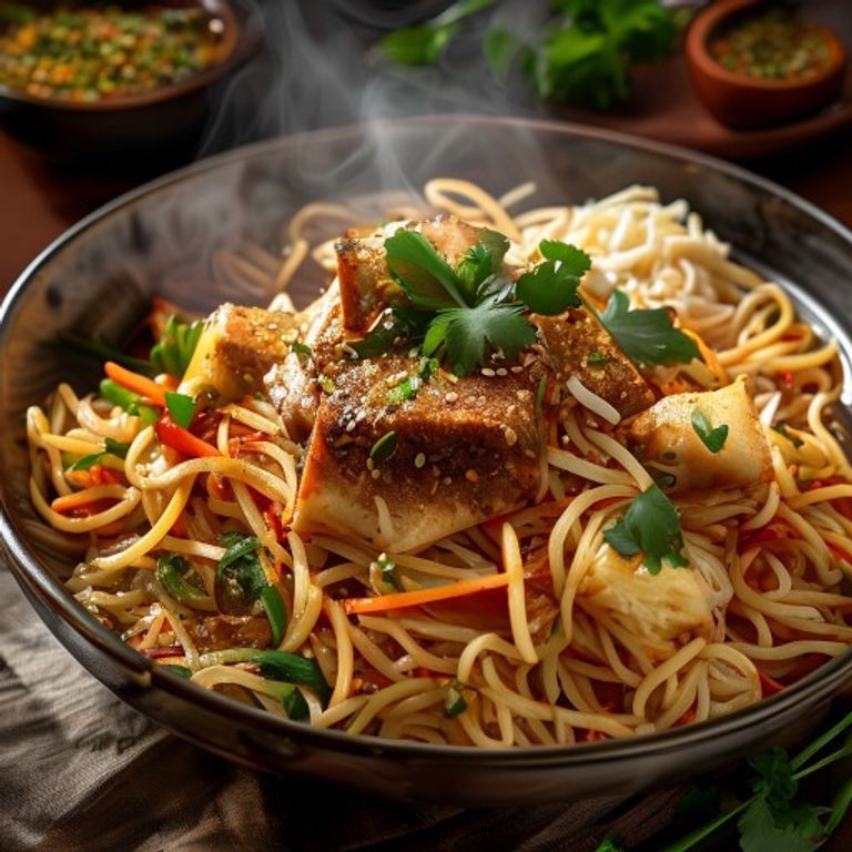 Fresh Hakka Noodles prepared with authentic ingredients, homemade Indian food, Hakka Noodles online delivery