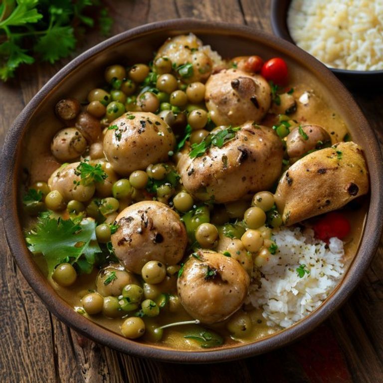 Fresh Mutter Mushroom prepared with authentic ingredients, homemade Indian food, mushroom online delivery
