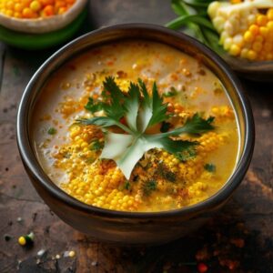 Fresh Sweet Corn Soup prepared with authentic ingredients, homemade Indian food, Sweet Corn Soup online delivery