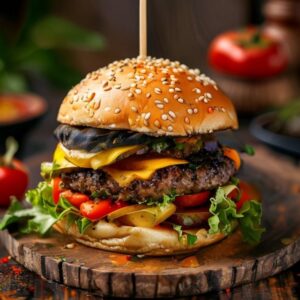 Fresh Veg Burger prepared with authentic ingredients