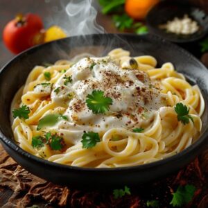 Fresh White Sauce Pasta prepared with authentic ingredients, homemade Indian food, White Sauce Pasta online delivery